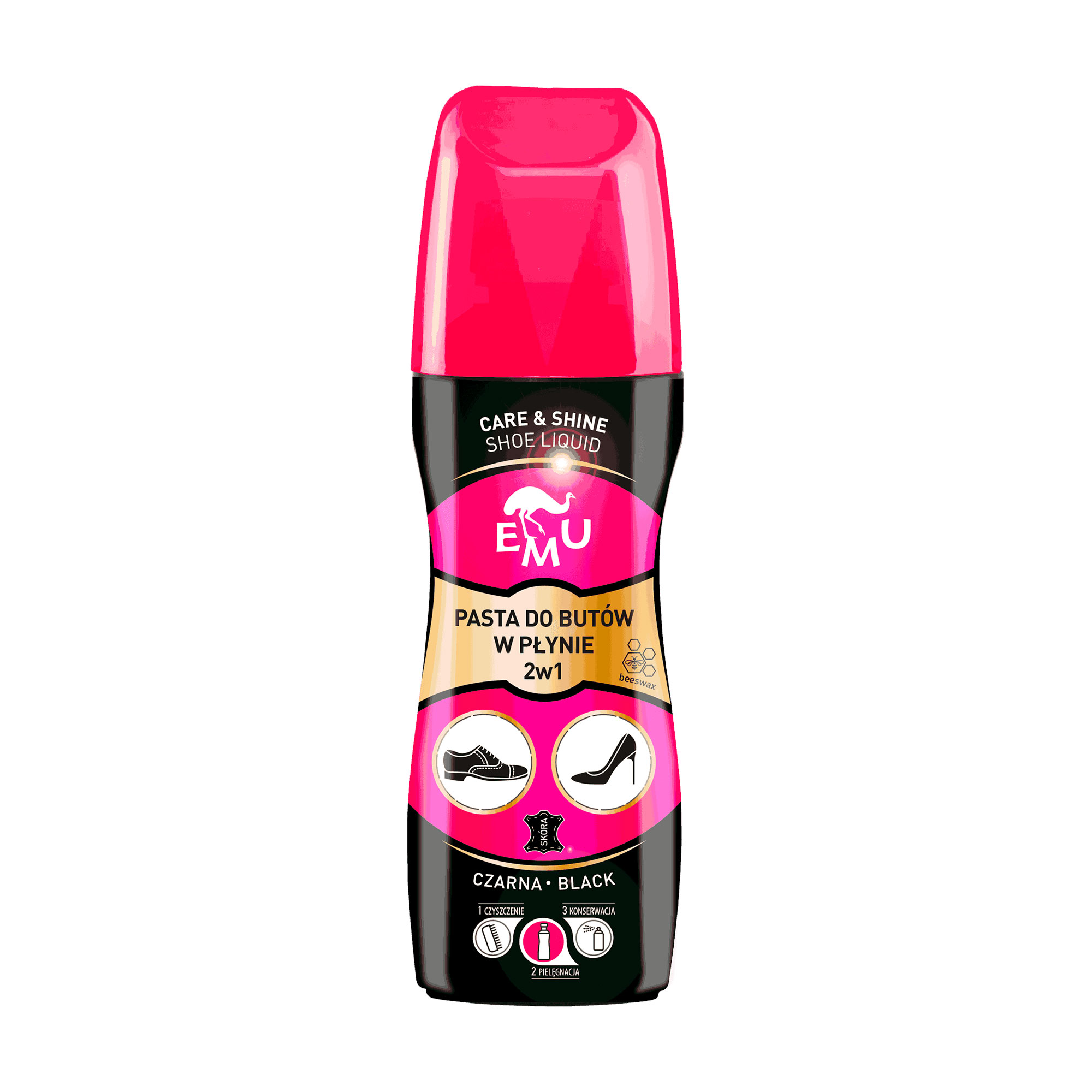 Крем для взуття 2 в 1 EMU Care &amp; Shine Shoe Liquid, Black, 75 мл